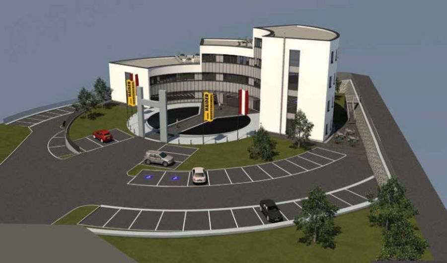  Computermodell des neuen Verwaltungsgebäudes