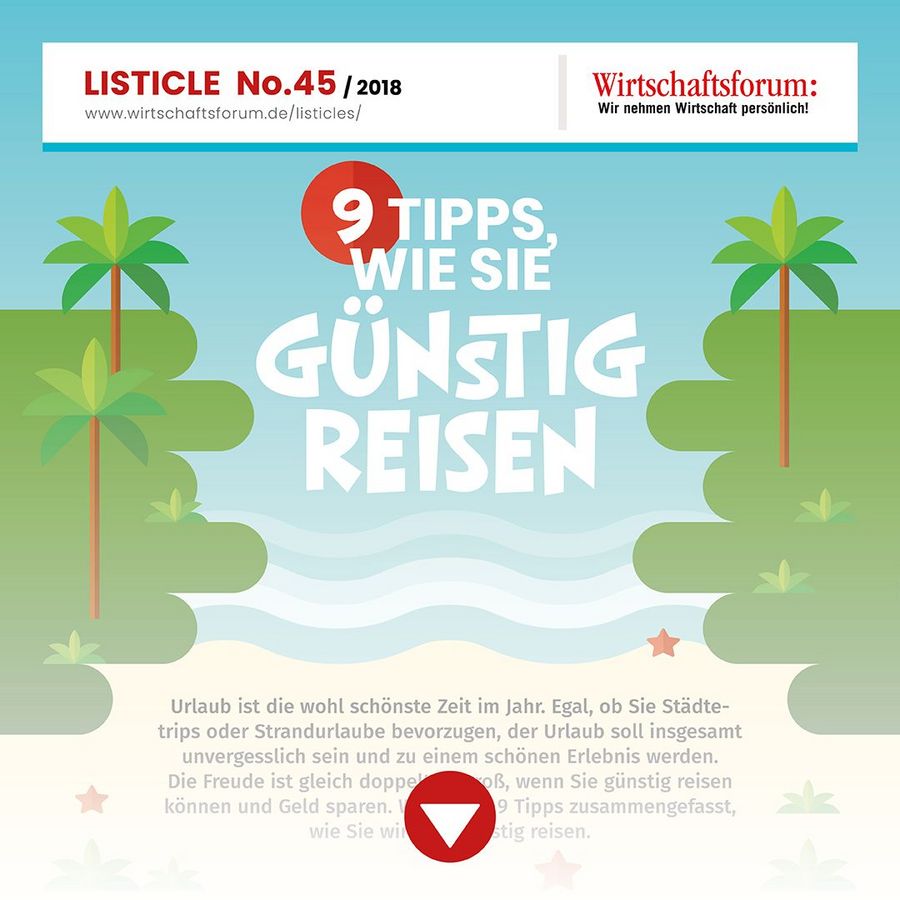 9 Tipps, wie Sie günstig reisen - Wirtschaftsforum Listicle