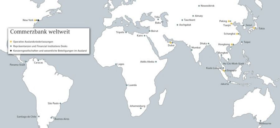 Die Standorte der Commerzbank weltweit