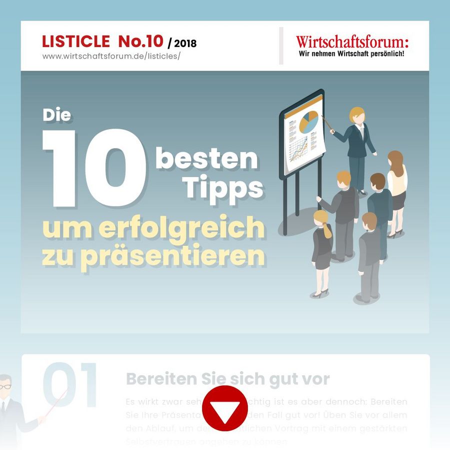 Die 10 besten Tipps um erfolgreich zu präsentieren - Wirtschaftsforum Listicle