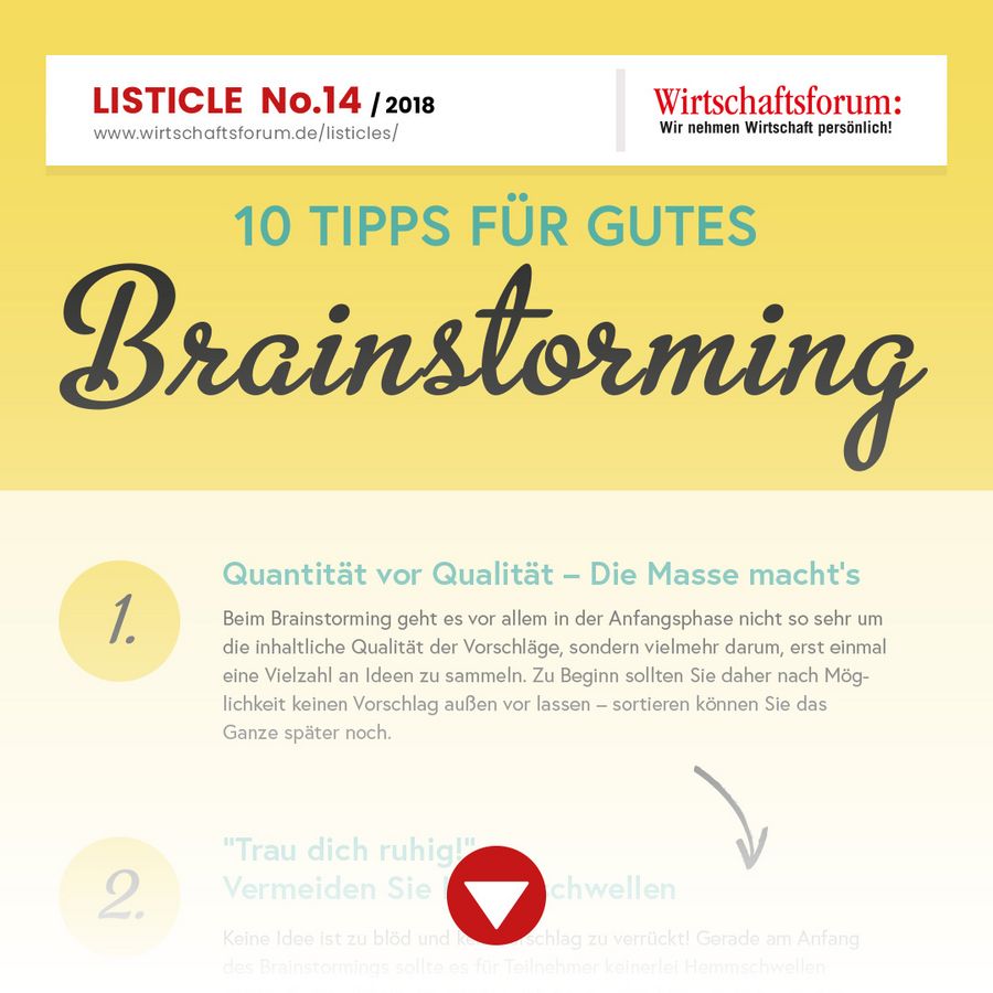 Listicle 14/2018 - 10 Tipps für gutes Brainstorming