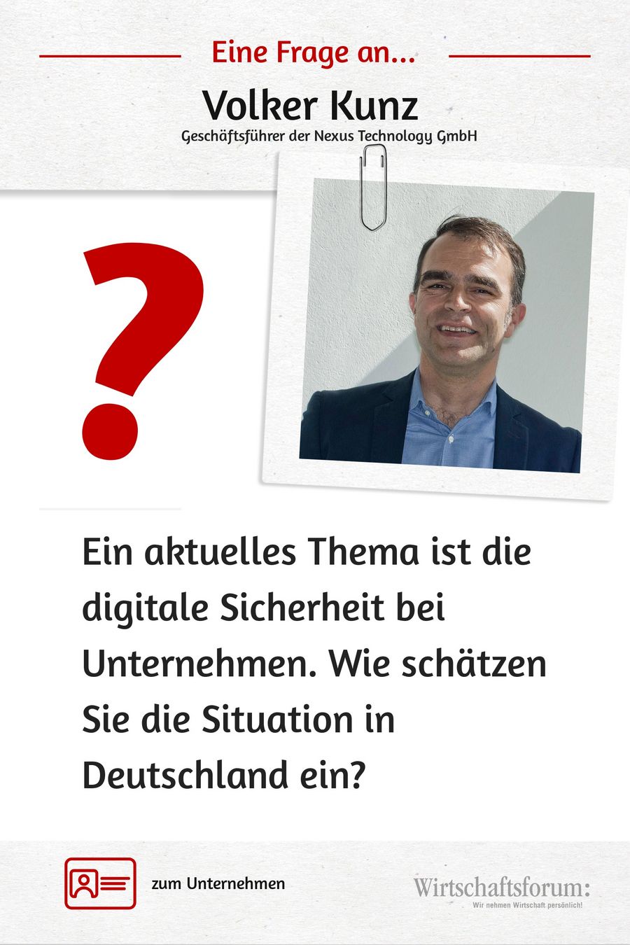 Eine Frage an Volker Kunz