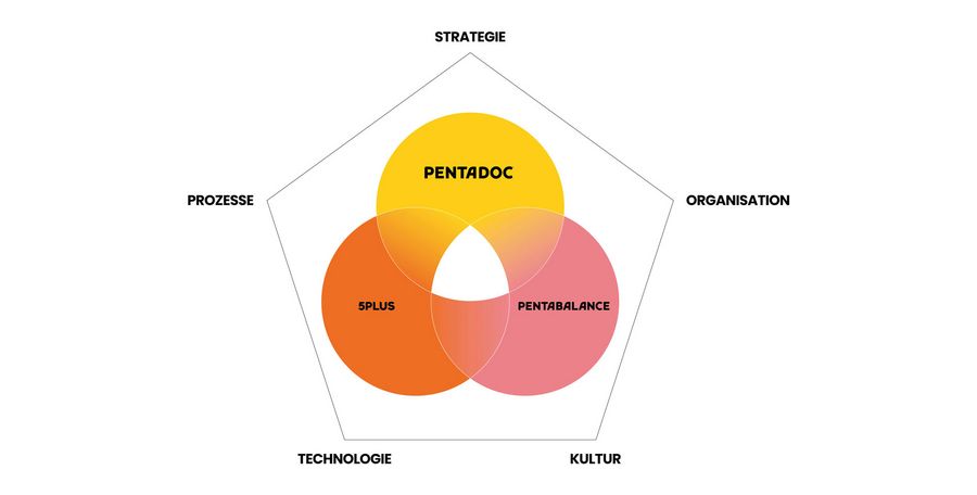 Das Transformationsmodell von Pentadoc baut auf fünf Säulen auf Das Transformationsmodell von Pentadoc baut auf fünf Säulen auf