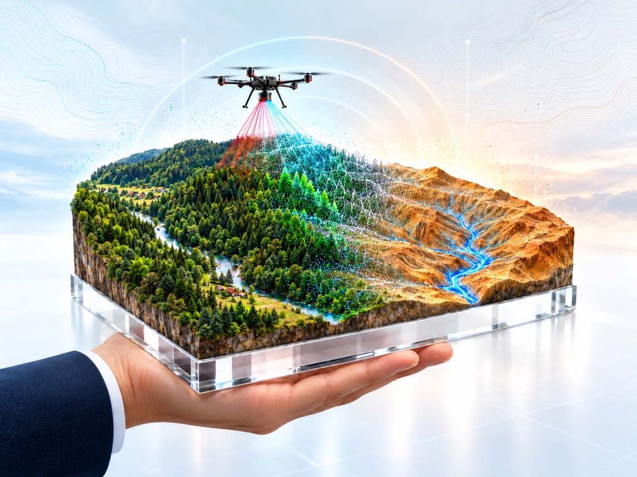 Den Wald digital entfernen. Wie LiDAR und Gaussian Splatting per Drohne Gelände in digitale Zwillinge verwandeln Den Wald digital entfernen. Wie LiDAR und Gaussian Splatting per Drohne Gelände in digitale Zwillinge verwandeln