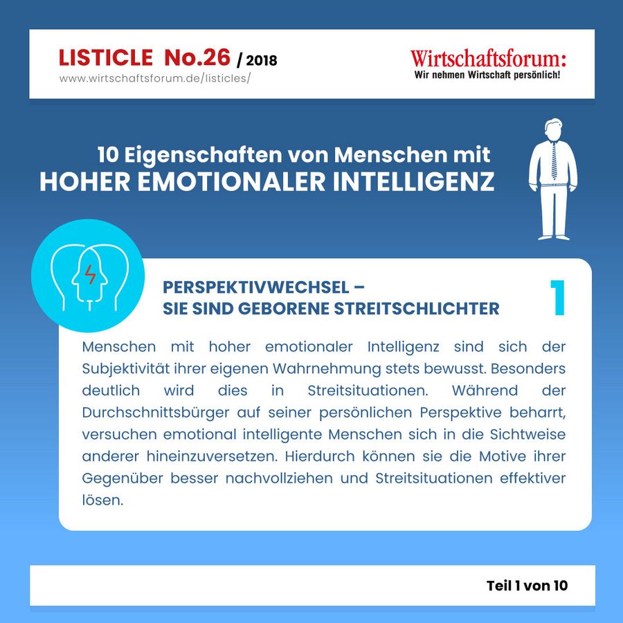 10 Eigenschaften von Menschen mit hoher emotionaler Intelligenz - Wirtschaftsforum Listicle