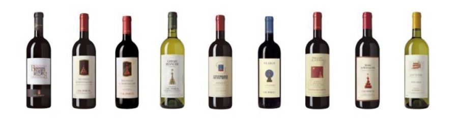 Einige der produzierten Weinsorten von Col d‘Orcia aus Italien.