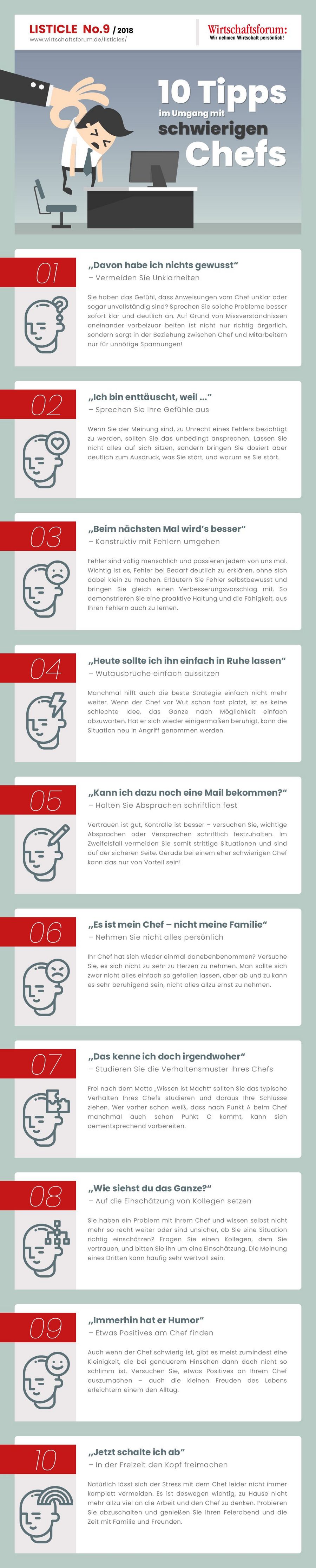 10 Tipps im Umgang mit schwierigen Chefs - Wirtschaftsforum Listicles