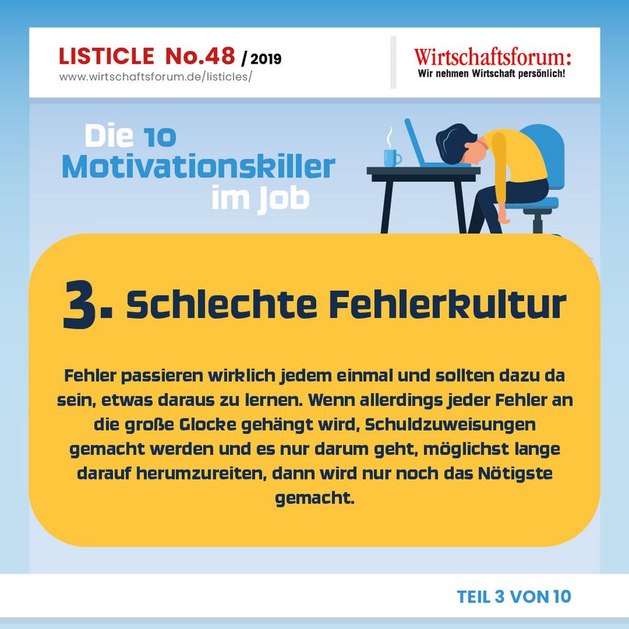 Die 10 Motivationskiller im Job - Schlechte Fehlerkultur 