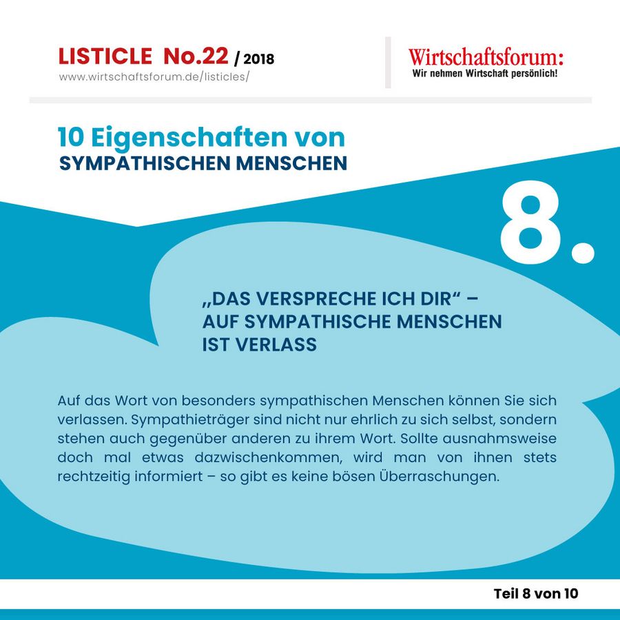 10 Eigenschaften von sympathischen Menschen  - Wirtschaftsforum Listicle