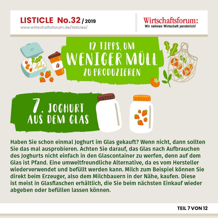 12 Tipps, um weniger Müll zu produzieren - Joghurt aus dem Glas 