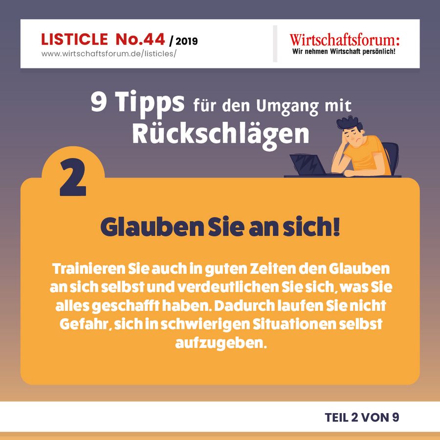 9 Tipps für den Umgang mit Rückschlägen - Glauben Sie an sich! 