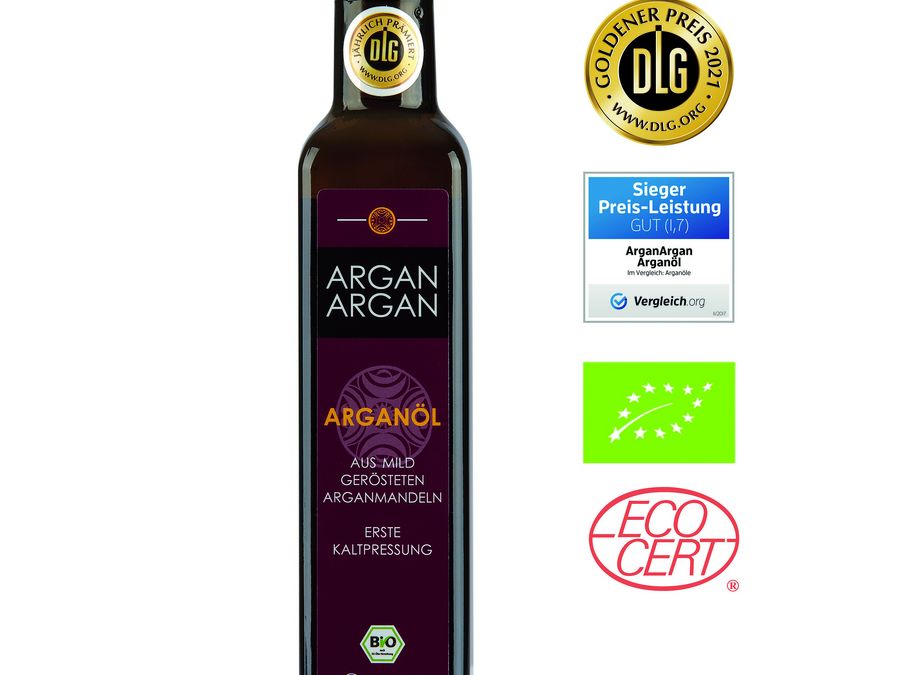 ARGANARGAN Bio-Arganöl aus gerösteten Arganmandeln, kaltgepresst, DLG-GOLD prämiert, Sieger Preis-Leistung (vergleich.org)