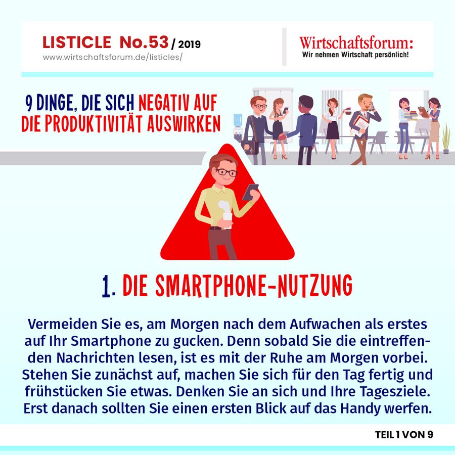 9 Dinge, die sich negativ auf die Produktivität auswirken - Die Smartphone-Nutzung