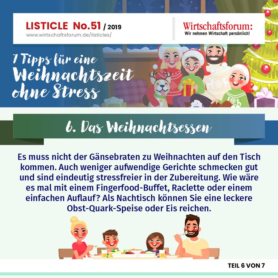 7 Tipps für eine Weihnachtszeit ohne Stress - Das Weihnachtsessen 