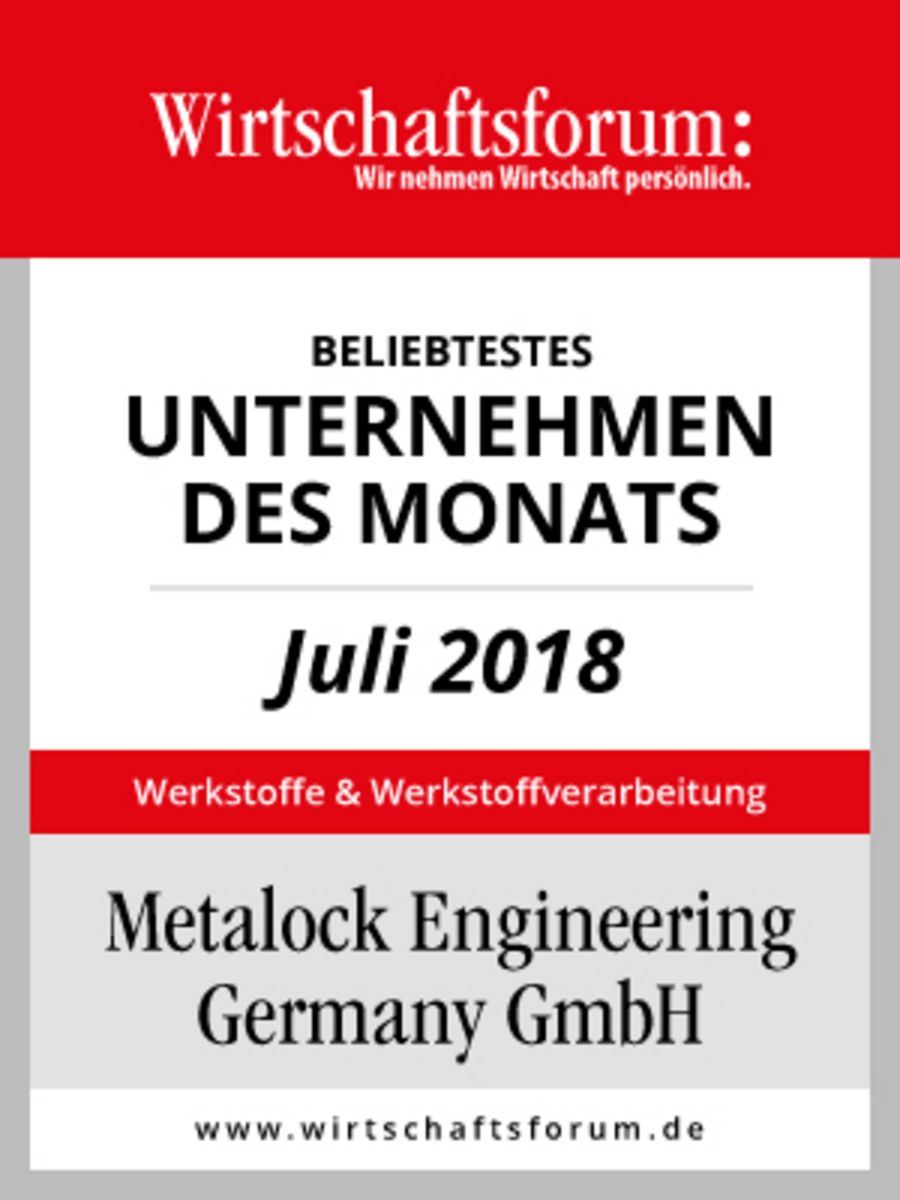 Metalock Engineering Germany Unternehmen des Monats Juli 2018 badge