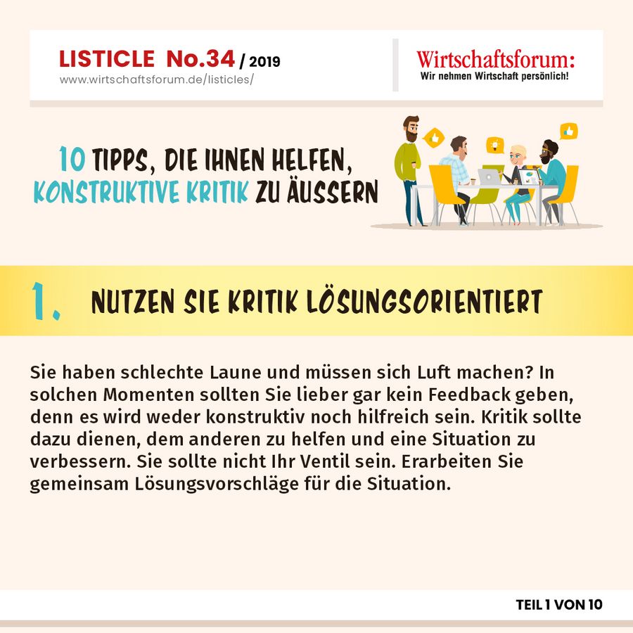 10 Tipps, die Ihnen helfen, konstruktive Kritik zu äußern - Nutzen Sie Kritik lösungsorientiert 