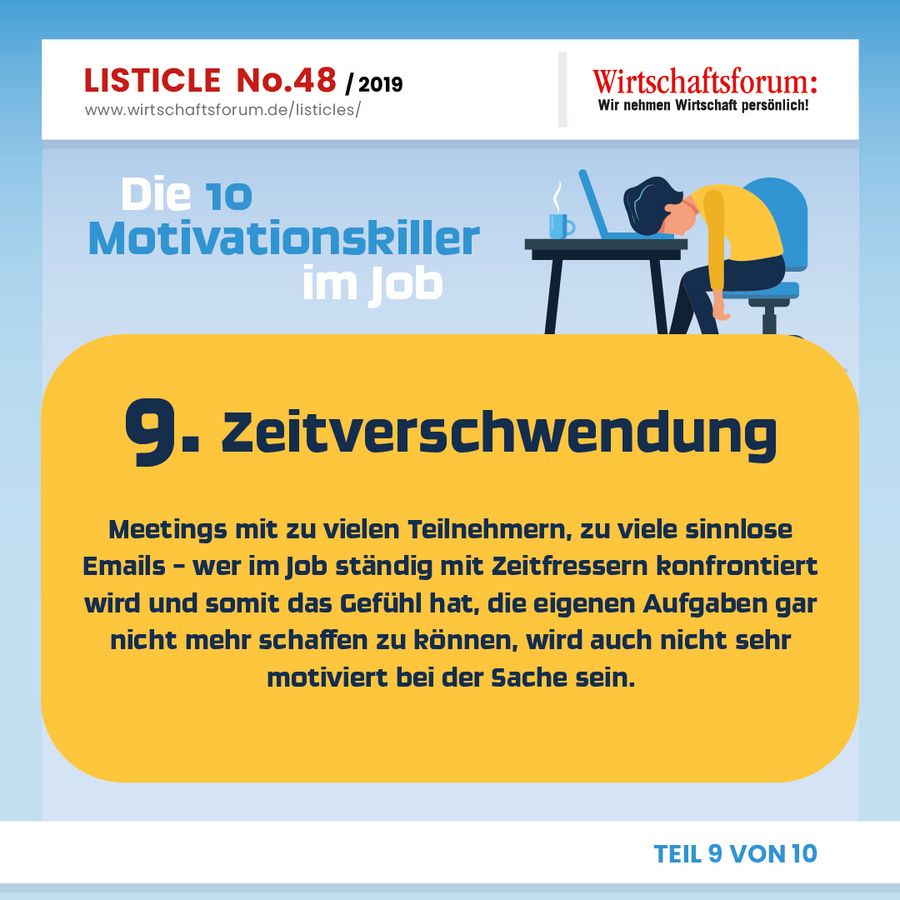 Die 10 Motivationskiller im Job - Zeitverschwendung 