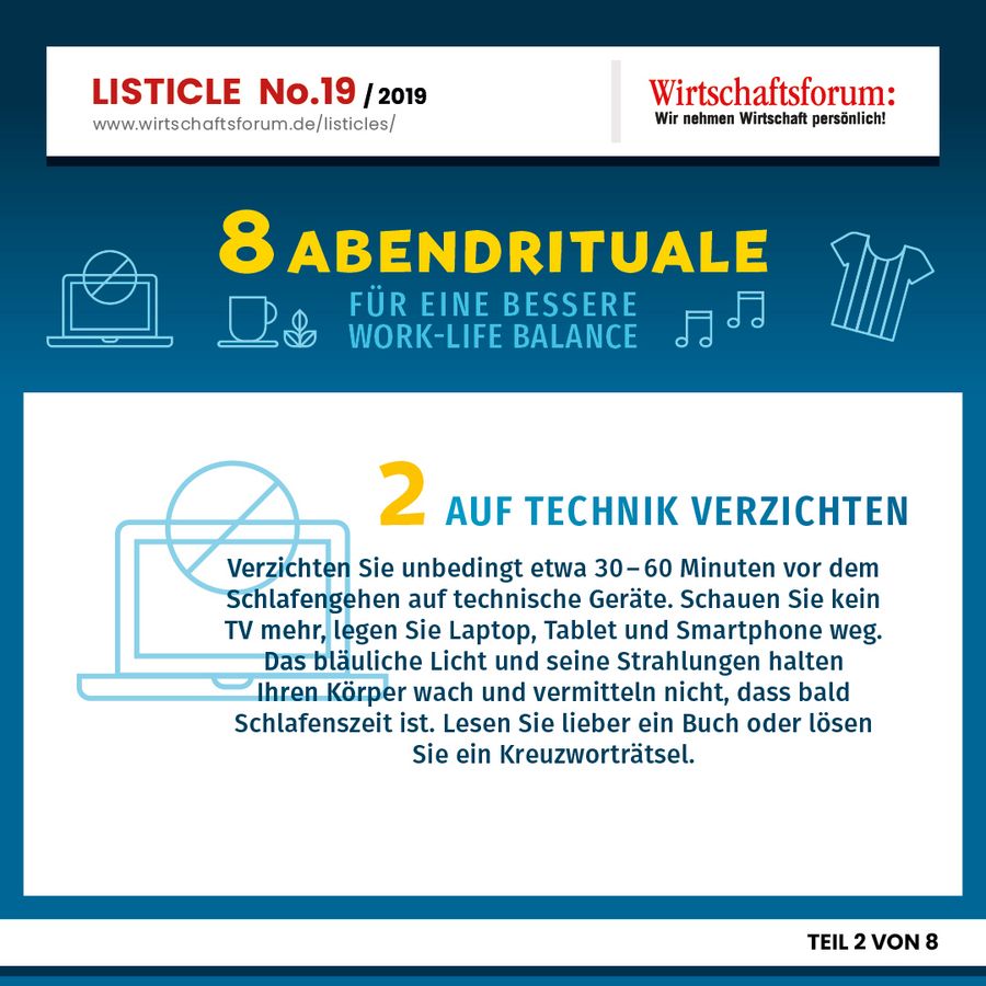 8 Abendrituale für eine bessere Work-Life Balance - Auf Technik verzichten 