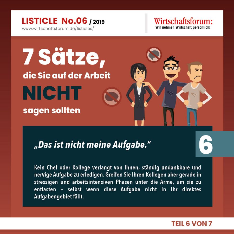 7 Sätze, die Sie auf der Arbeit nicht sagen sollten - Wirtschaftsforum Listicle