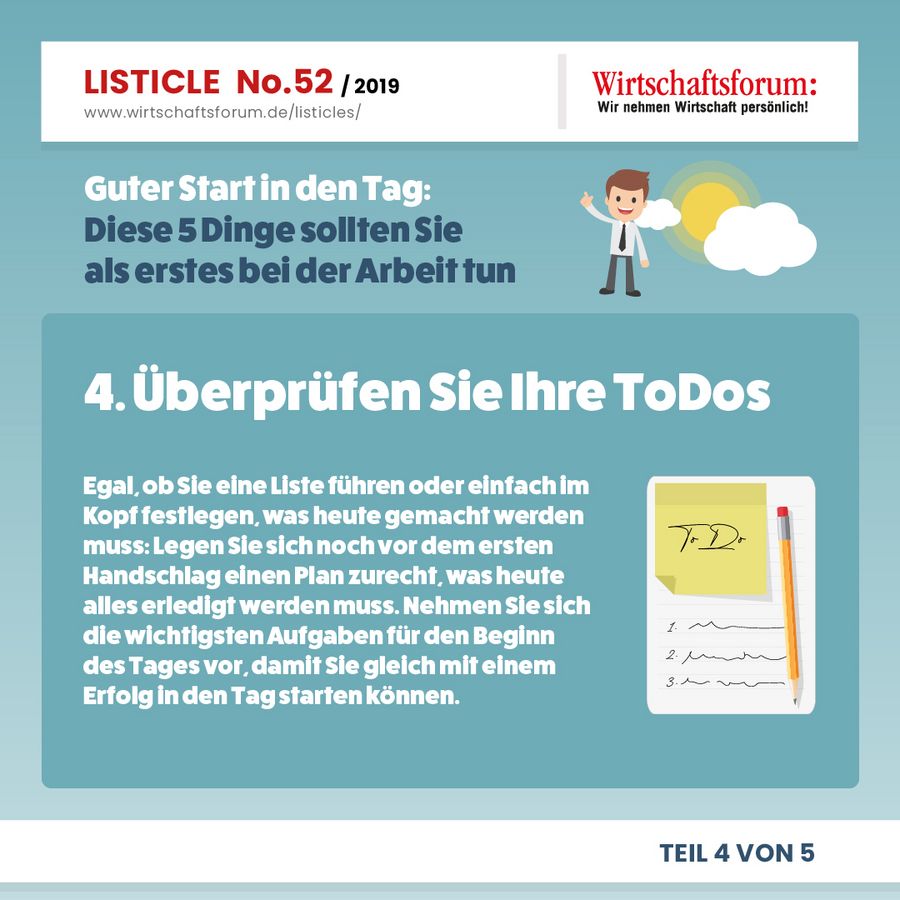 Diese 5 Dinge sollten Sie als erstes bei der Arbeit tun  - Überprüfen Sie Ihre ToDos 