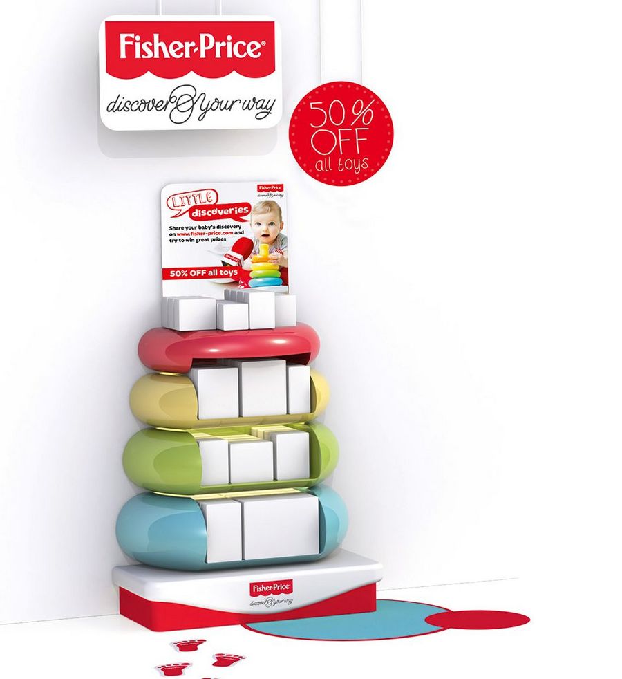 Designkonzept von co:debrand für ein Fisher-Price Produktdisplay.