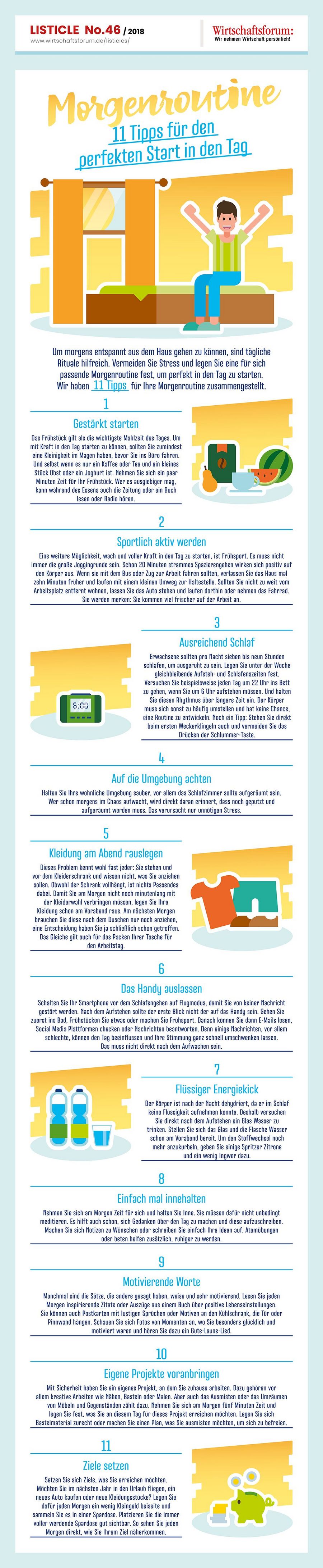 Morgenroutine: 11 Tipps für den perfekten Start in den Tag - Wirtschaftsforum Listicles Morgenroutine: 11 Tipps für den perfekten Start in den Tag - Wirtschaftsforum Listicles
