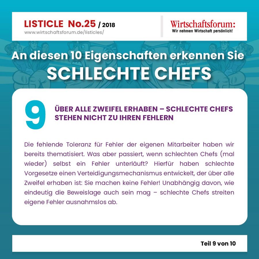 An diesen 10 Eigenschaften erkennen Sie  schlechte Chefs - Wirtschaftsforum Listicle
