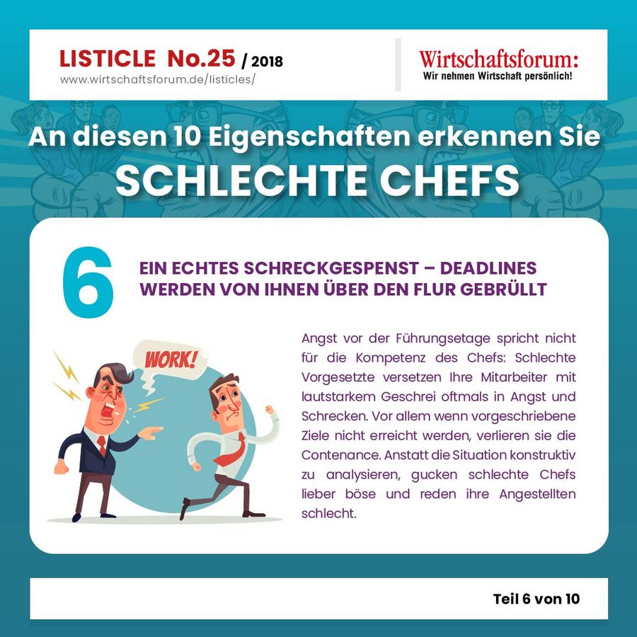 An diesen 10 Eigenschaften erkennen Sie  schlechte Chefs - Wirtschaftsforum Listicle