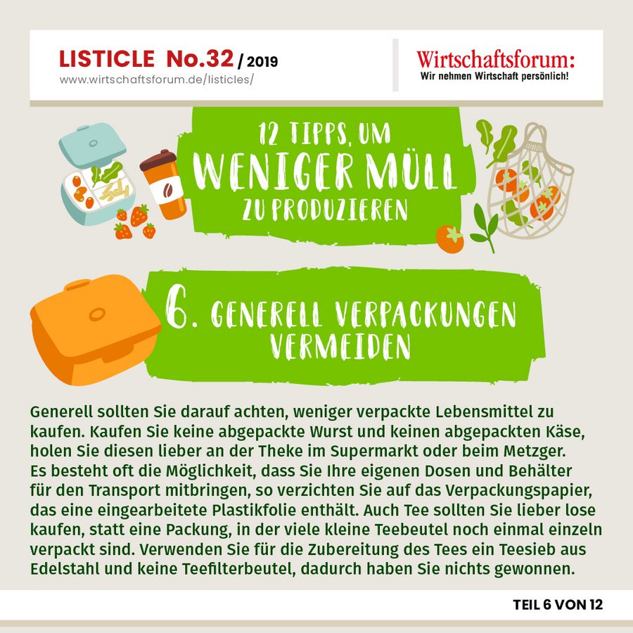 12 Tipps, um weniger Müll zu produzieren - Generell Verpackungen vermeiden 