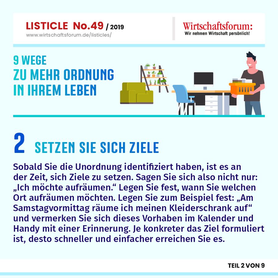 9 Wege zu mehr Ordnung in Ihrem Leben - Setzen Sie sich Ziele 