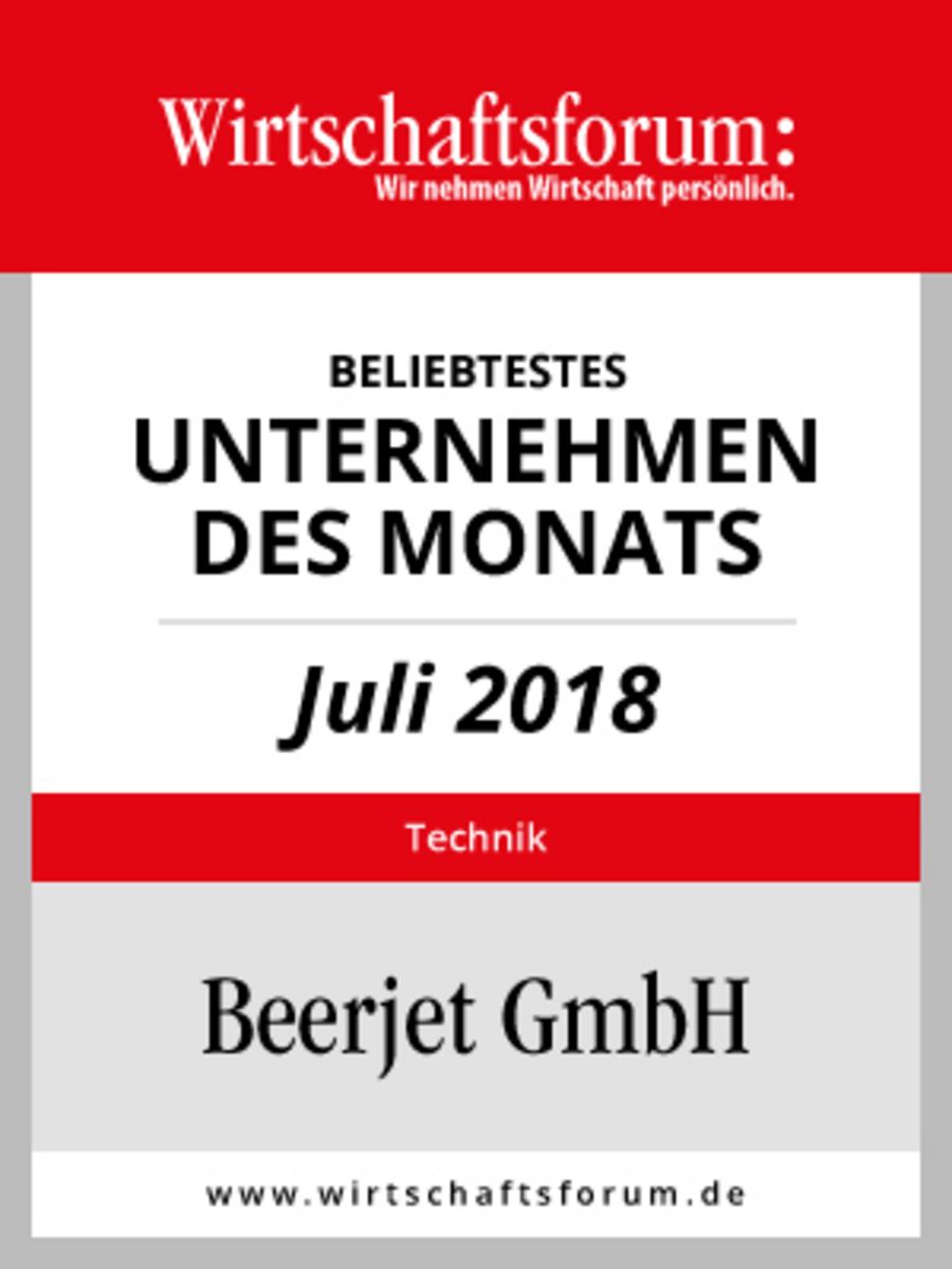 Beerjet Unternehmen des Monat Juli 2018 Badge