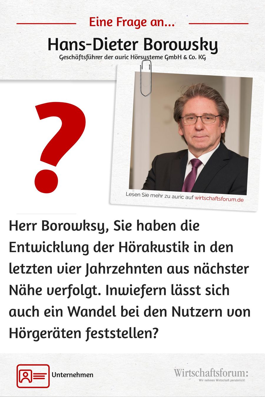 Eine Frage an Dieter Borowsky