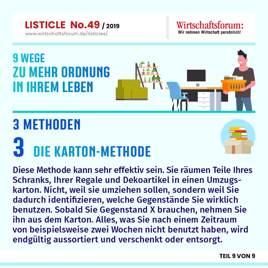 9 Wege zu mehr Ordnung in Ihrem Leben - Die Karton-Methode 