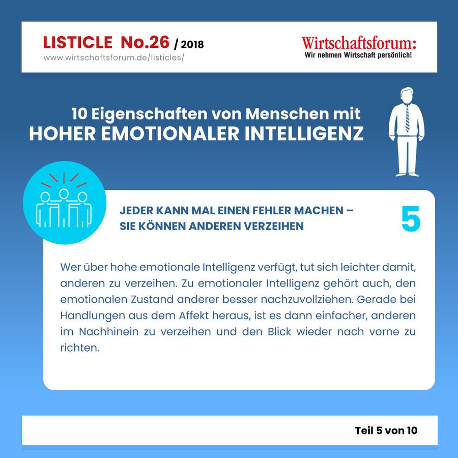 10 Eigenschaften von Menschen mit hoher emotionaler Intelligenz - Wirtschaftsforum Listicle