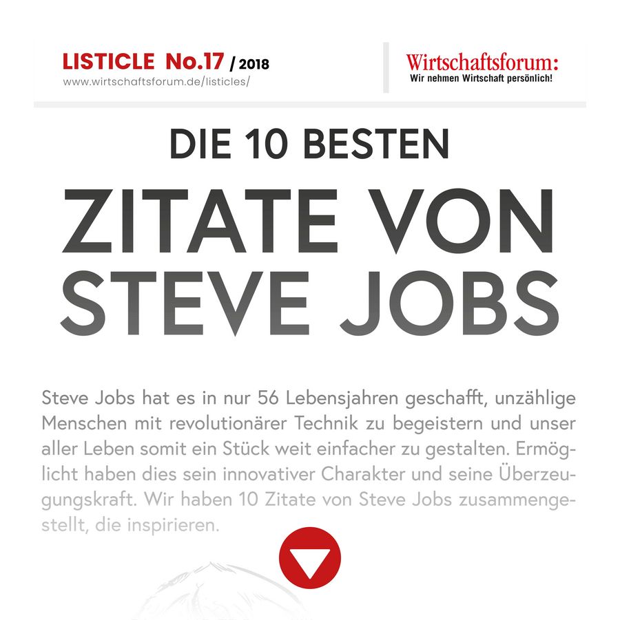 Listicle 17/2018 - Die 10 besten Zitate von Steve Jobs