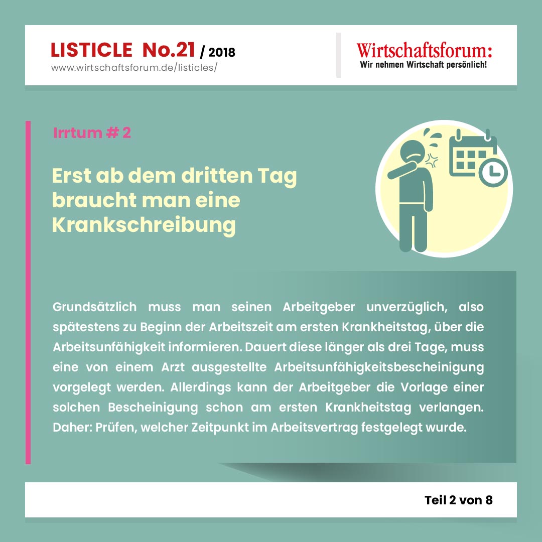 Erst ab dem dritten Tag braucht man eine Krankschreibung wirtschaftsforum.de