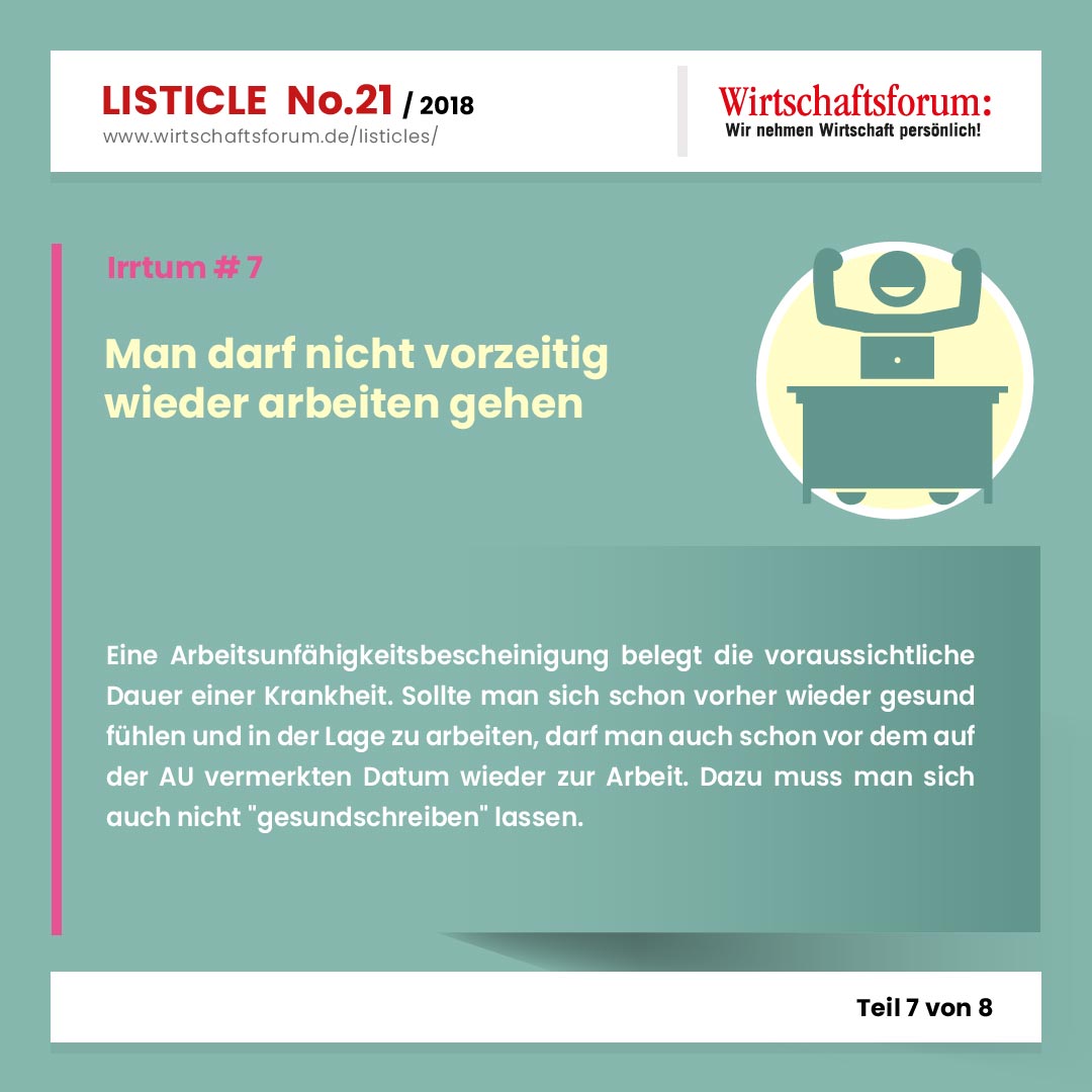 Man darf nicht vorzeitig wieder arbeiten gehen | wirtschaftsforum.de