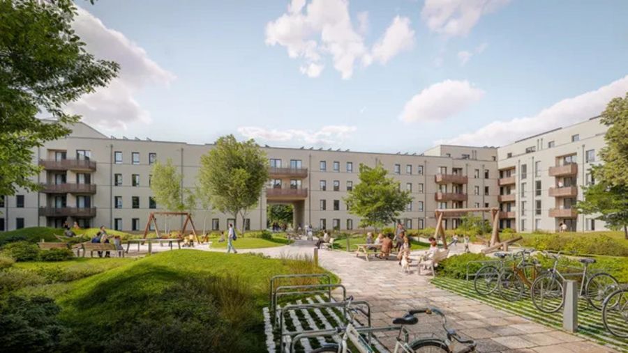 In Berlin-Karlshorst entsteht ein Neubauvorhaben, dass schlüsselfertig vom Projektentwickler INTER Stadt AG an die STADT UND LAND verkauft wurde. © ioo Planungsgesellschaft mbH In Berlin-Karlshorst entsteht ein Neubauvorhaben, dass schlüsselfertig vom Projektentwickler INTER Stadt AG an die STADT UND LAND verkauft wurde. © ioo Planungsgesellschaft mbH