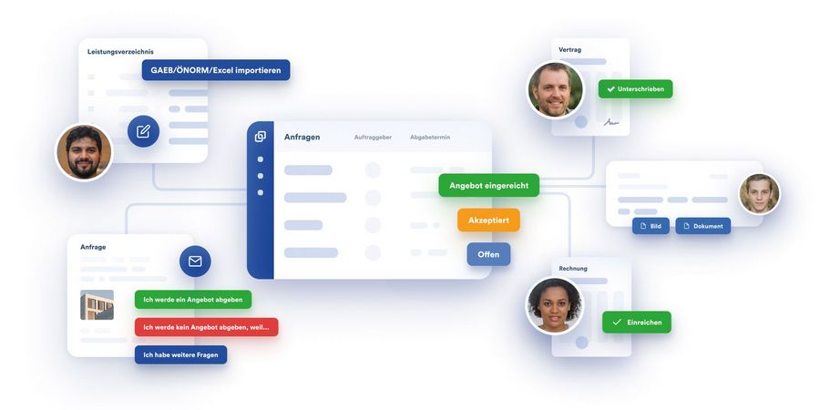So funktionierts: Auf der Cosuno-Plattform finden Bauunternehmen und Handwerker zueinander So funktionierts: Auf der Cosuno-Plattform finden Bauunternehmen und Handwerker zueinander