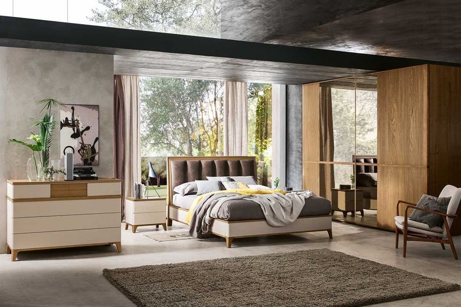 Das Schlafzimmer ‚Fiori di Loto‘ entspricht einem kühlen, zeitgenössichen Stil