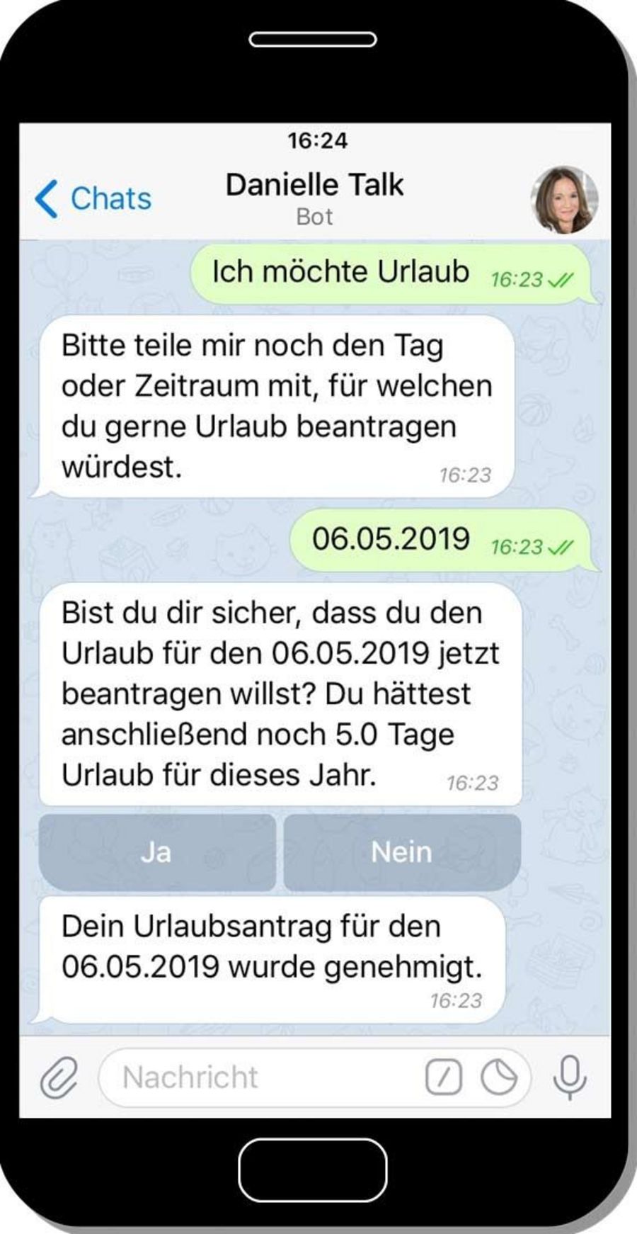 Danielle Software - Urlaubsantrag auf dem Smartphone