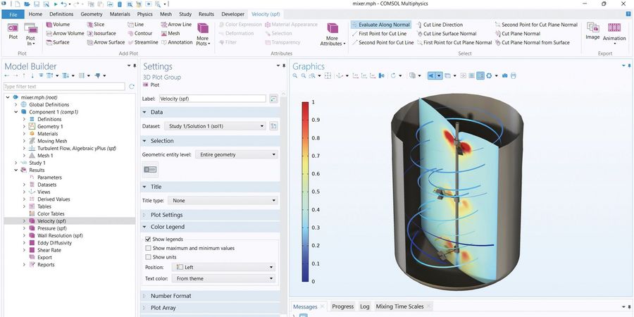 Comsol Multiphysics GmbH Darstellung eines Mixer-Modells