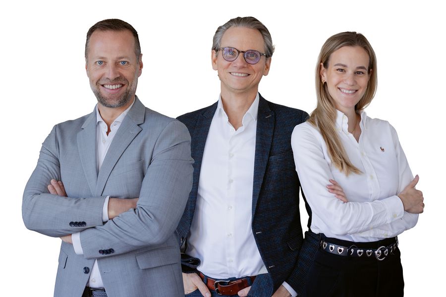 Nico Gerlach, CEO, Marten Hilbertz, CFO und Anna Bens, CPBO der KF Design GmbH