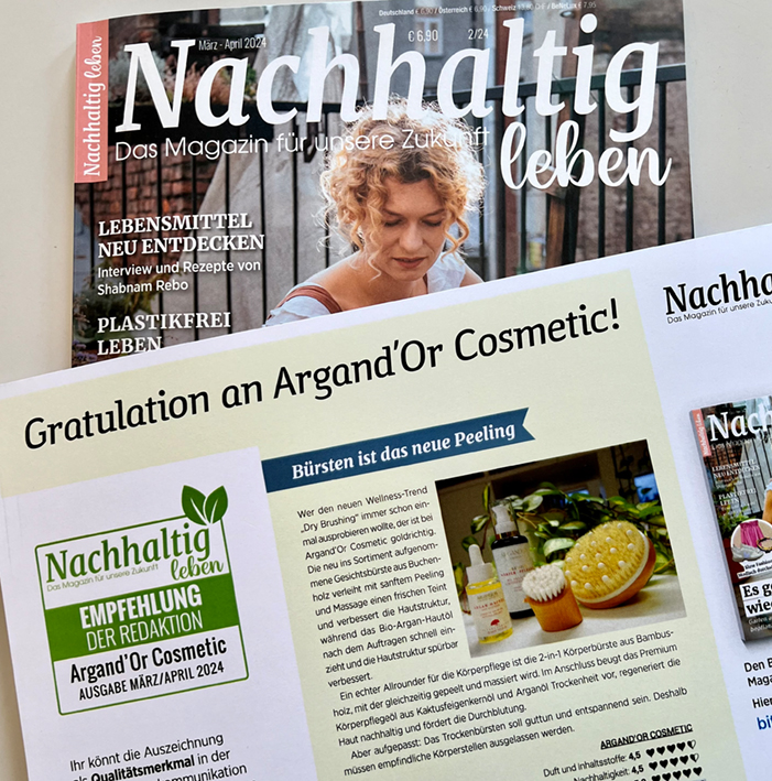 ARGAND'OR Naturkosmetik - Test-Sieger der Redaktion NACHHALTIG LEBEN ARGAND'OR Naturkosmetik - Test-Sieger der Redaktion NACHHALTIG LEBEN